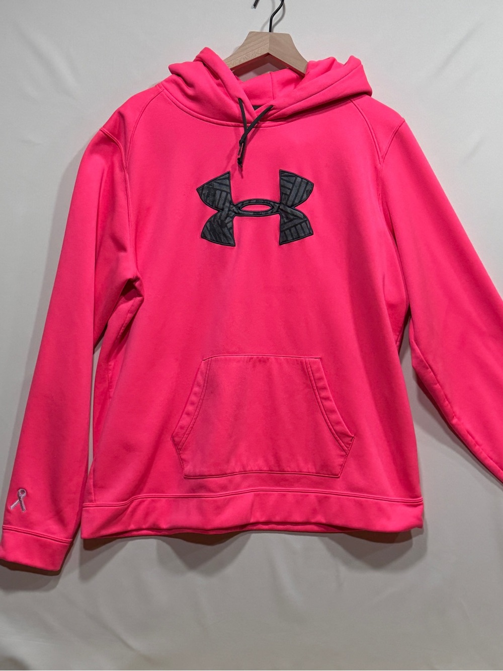 Under Armour Kids Hot Pink Hoodie with Black Logo